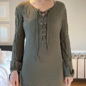 Kendall and Kylie olive and lace up dress